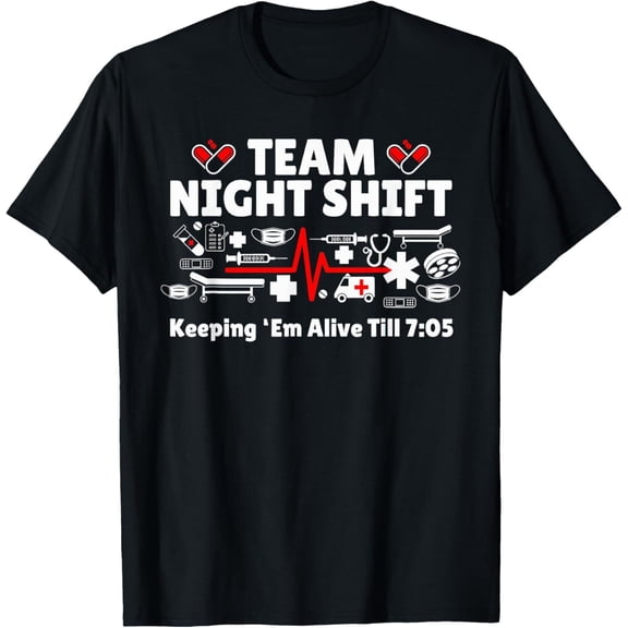 Simple Fit Night Shift Nurse Life Rn Lpn Cna Healthcare Heartbeat Love T-Shirt Gift For Him/Her