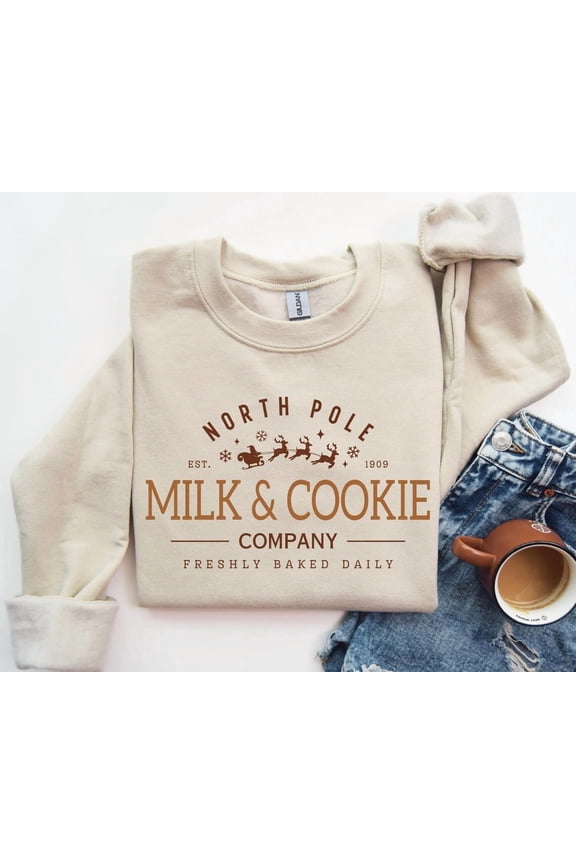 North Pole Milk And Cookie , Cookie Co, Bakery , Gingerbread , Sweater For Women All Size S-5XL