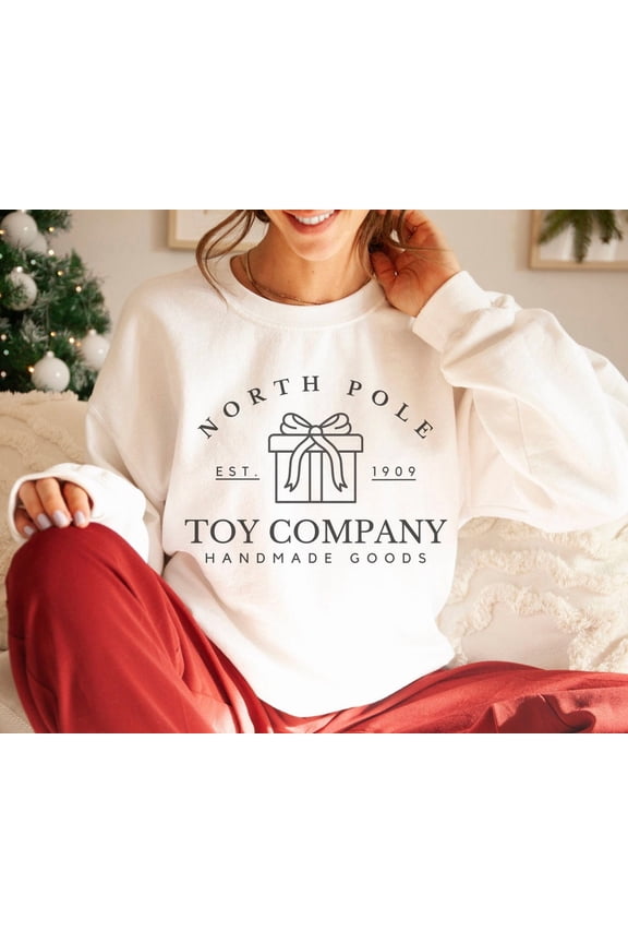 North Pole Toy Company, Vintage , Oversized Unisex Hoodie, Cute Holiday , Trendy Crewneck All Size S-5XL
