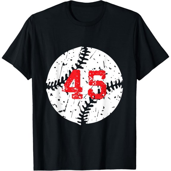 Simple Fit Number #45 Baseball Softball Number 45 T-Shirt All Size S-5Xl