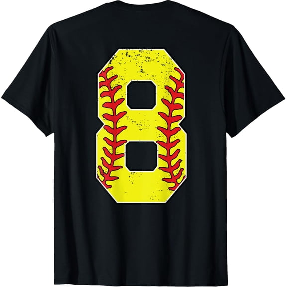 Simple Fit Number #8 Softball Jersey Number 8 Print On Back T-Shirt All Size S-5Xl