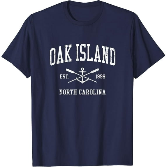 Simple Fit Oak Island Nc Vintage Crossed Oars & Boat Anchor Sports T-Shirt All Size S-5XL