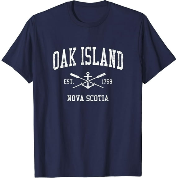 Simple Fit Oak Island Vintage Crossed Oars & Boat Anchor Sports T-Shirt All Size S-5XL