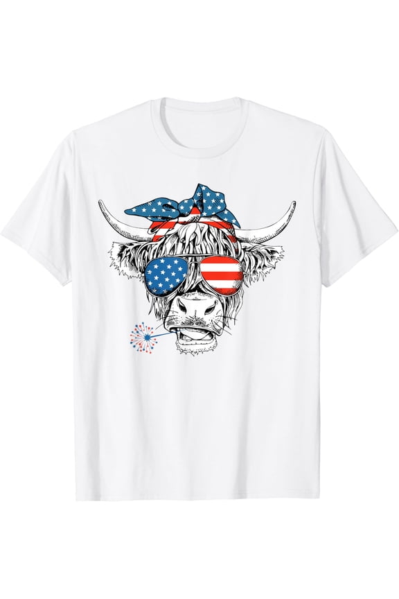 Oh My Stars Stripes Cow Usa Flag 4 July Patriotic For Women T-Shirt