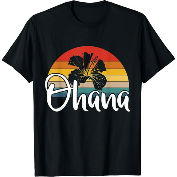 Simple Fit Ohana Hawaiian Hibiscus Flower Retro Hawaii Family Vacation T-Shirt