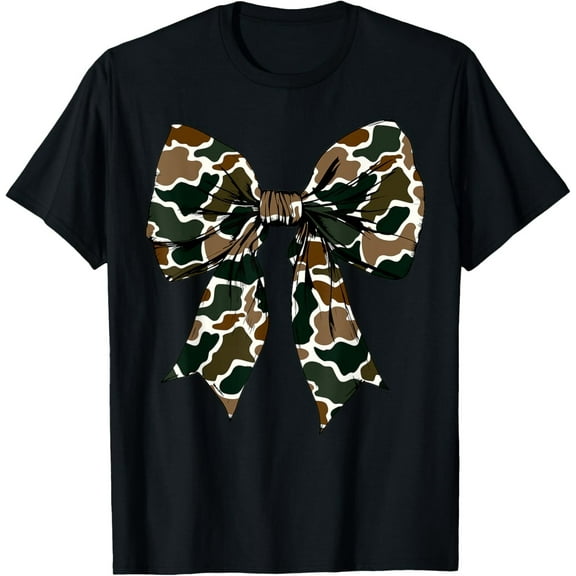 Simple Fit Old School Camouflage Coquette Bow Fall Hunting Military T-Shirt Hoodie Gift For Him/Her