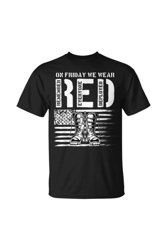 On Friday We Wear Red Friday Military Support Troops Us Flag Unisex T Shirt Gift For Him/Her