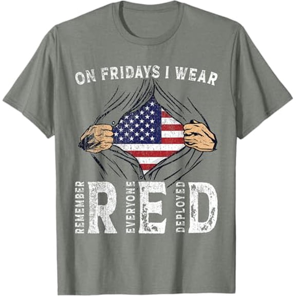 Simple Fit On Fridays I Wear Red Usa Support American Troops T-Shirt All Size S-5XL