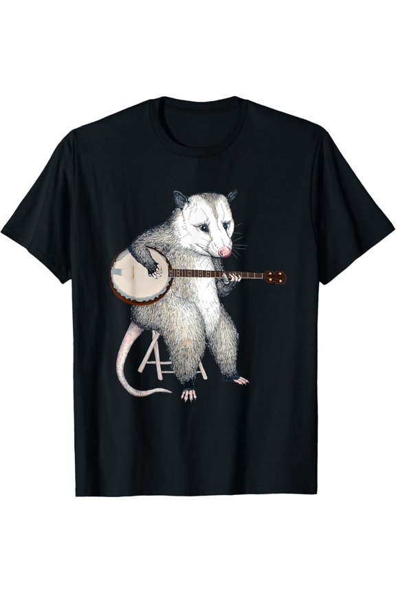 Opossum Playing Banjo Guitar Possum Live Weird Trash Kitty T-Shirt Hoodie Gift For Him/Her