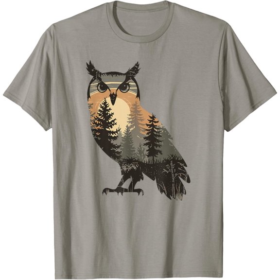 Simple Fit Owl Hunting Hiking Outdoor Camping Forest Men Women Owl T-Shirt