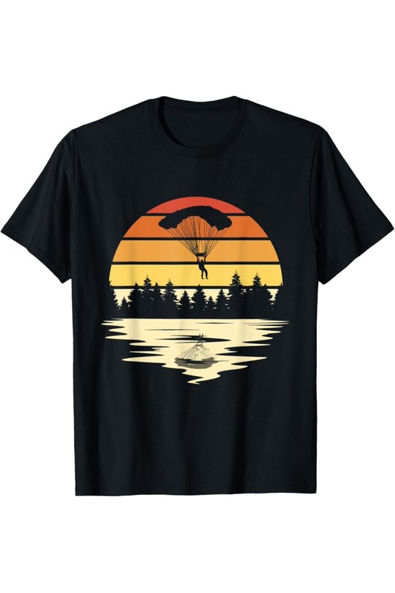 Parachuting Retro Sunset Skydiving Parachuting Skydiver T-Shirt All Size S-5XL