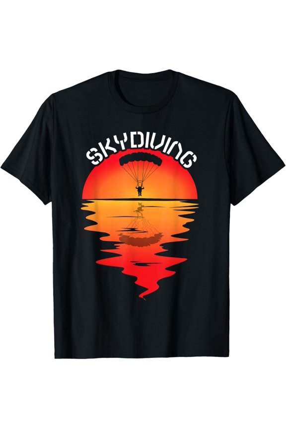 Parachuting Skydiver Vintage Sunset Parachutist Skydiving T-Shirt All Size S-5XL
