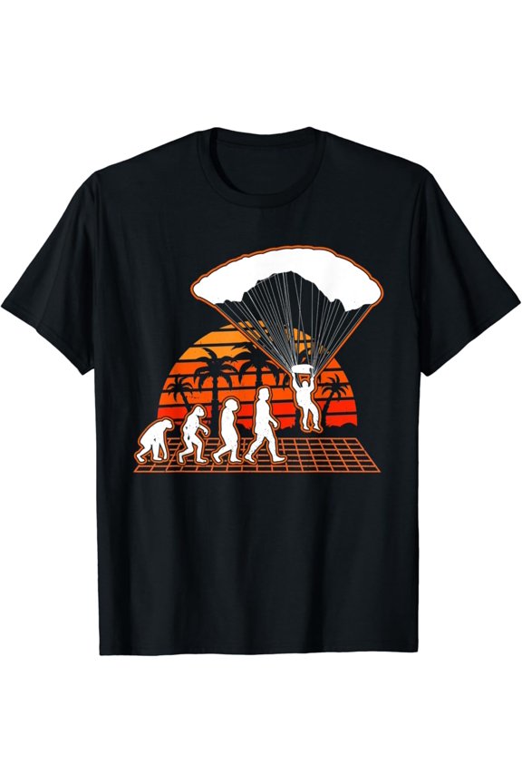 Parachutists Evolution Retro Skydiving T-Shirt All Size S-5XL