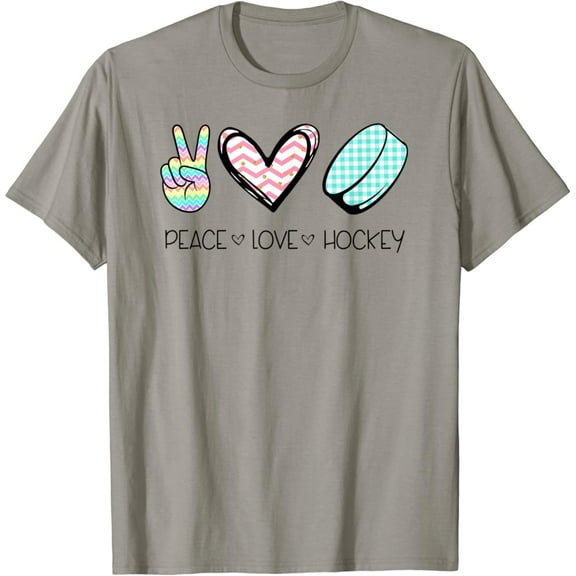 Simple Fit Peace Love Hockey Cute Design For Women Teen Girls T-Shirt All Size S-5Xl