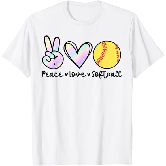 Simple Fit Peace Love Softball - Cute Softball Women Teen Little Girls T-Shirt All Size S-5Xl