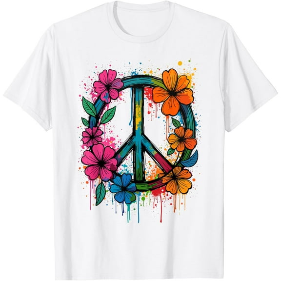 Simple Fit Peace Sign, Love Peace Flower Power, Women, 70S & 60S T-Shirt