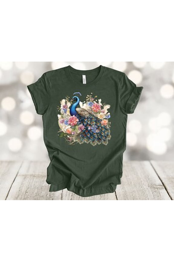 Peacock Shirt, Victorian Peacock And Flowers, Peafowl, Soft Unisex Tee, Plus Size Available All Size S-5XL