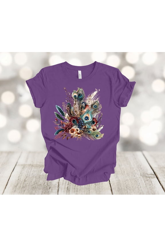 Peacock Shirt, Vintage Peacock And Flowers, Spring Flowers, Soft Unisex Shirt, Plus Sizes Available All Size S-5XL