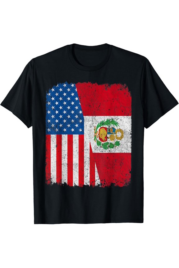 Peruvian American Flag Half Usa Peru Root Proud T-Shirt