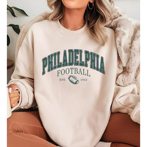Simple Fit Philadelphia Football Sweatshirt: Retro Style Cotton Blend All Size S-5XL