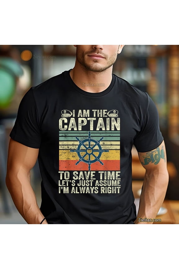 Pontoon Captain Shirt Motorboating Dad Lake Boater Gift For Men Tee All Size S-5Xl