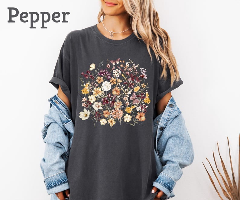 Simple Fit Pressed Flowers Shirt, Meadow Shirt, Wildflowers Shirt ...