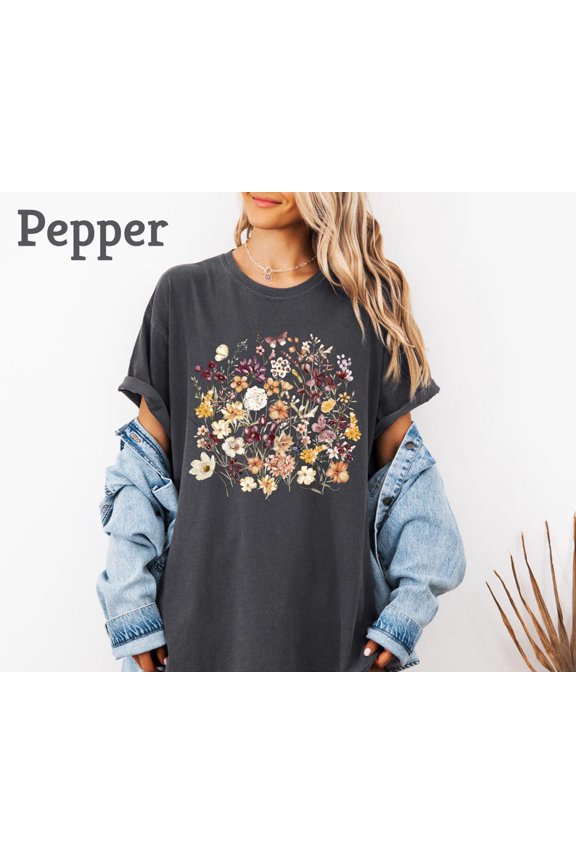 Pressed Flowers Shirt, Meadow Shirt, Wildflowers Shirt, Floral Shirt, Cottagecore Design Shirt, Boho Wildflowers Shirt