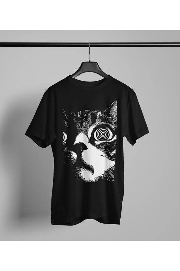 Psychedelic Cat T-Shirt, Cat Shirt, Gothic Alt Clothing, Dark Aesthetic Fashion, Crust Punk Grunge