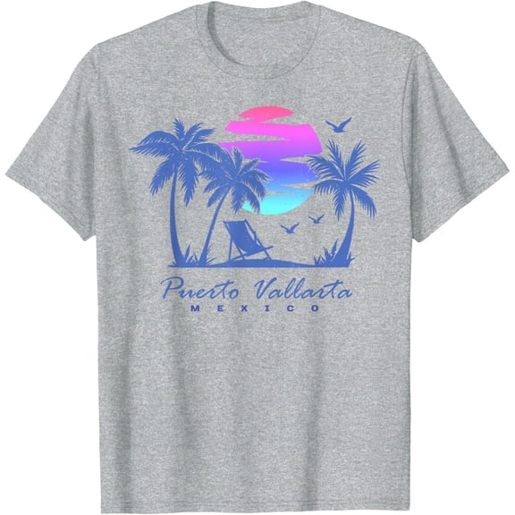 Simple Fit Puerto Vallarta Mexico Beach Vacation Retro Vintage Sunset T-Shirt All Size S-5XL
