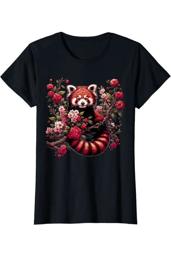 Red Panda Japanese Cherry Blossom Flower T-Shirt