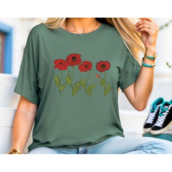 Simple Fit Red Poppies, Beautiful Flowers, Super Cute Spring Flowers, Floral Tee, Soft Unisex Tee, Plus Size Available All Size S-5XL