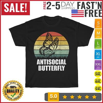 Simple Fit Retro Antisocial Butterfly Vintage T Shirt Men Fashion 2023 Women T Shirt Short All Size S-5XL