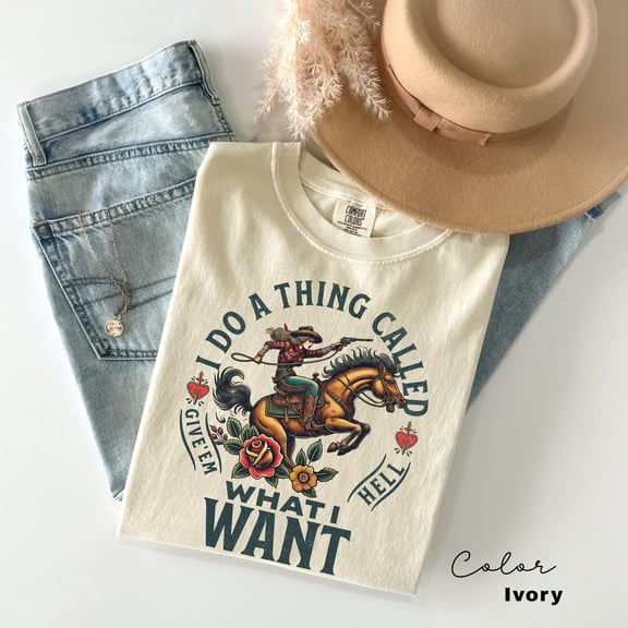 Simple Fit Retro Cowgirl Shirt, Rodeo T-Shirt, I Do A Thing Called What I Want, Country Concert Sweater, Western Graphic Tee For Women, Oversized All Size S-5Xl