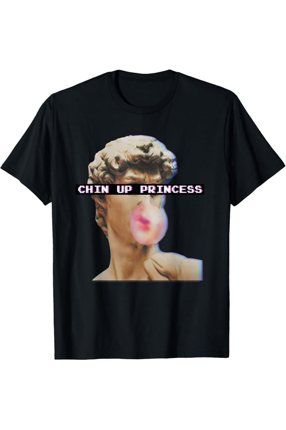 Retro David Michelangelo Red Bubble Chin Up Princess T-Shirt All Size S-5Xl