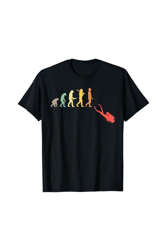 Retro Diving Evolution Gift For Scuba Divers T-Shirt All Size S-5XL