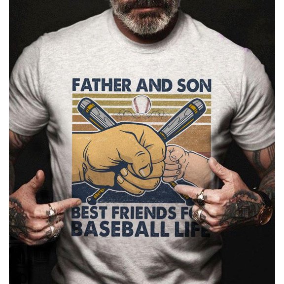 Simple Fit Retro Father And Son Best Friends For Baseball Life Graphic Unisex T Shirt, S... Gift For Him/Her Gift For Him/Her
