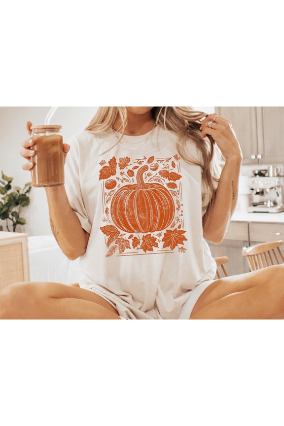 Retro Floral Pumpkin Shirt, Womens Pumpkin Shirt, Pumpkin Pie Gift, Harvest Pumpkin Shirt, Pumpkin Patch Shirt, Autum Shirt, Fall Graphic Tee All Size S-5Xl