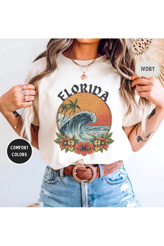 Retro Florida Shirt, Vintage Graphic Tee, Florida Souvenir Tee, Beach Vacation Shirt, Sunshine State Tee, Florida Retro Tee, All Size S-5Xl