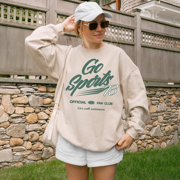 Simple Fit Retro Go Sports Sweatshirt Trendy Gameday Crewneck Oversized Cute Football Mom sweater Sports Mom College Gameday Sweatshirt Sports All Size S-5XL