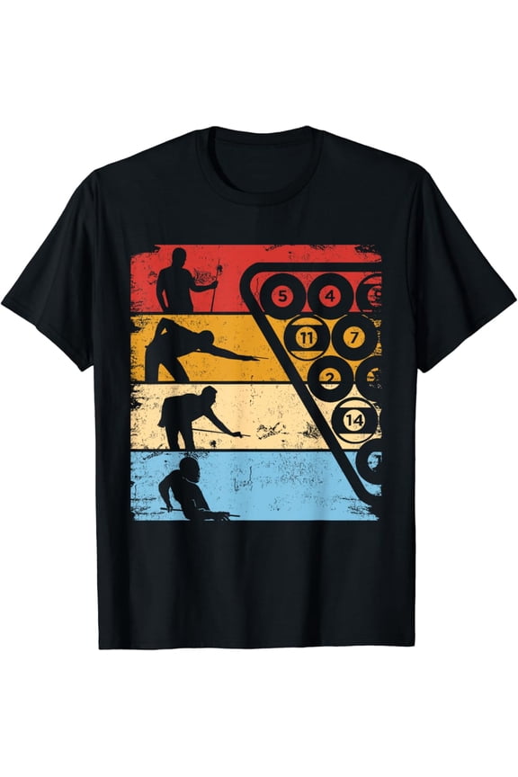 Retro Graphic Pool Billiard Snooker Billard Cue 8-Ball Chalk T-Shirt All Size S-5Xl