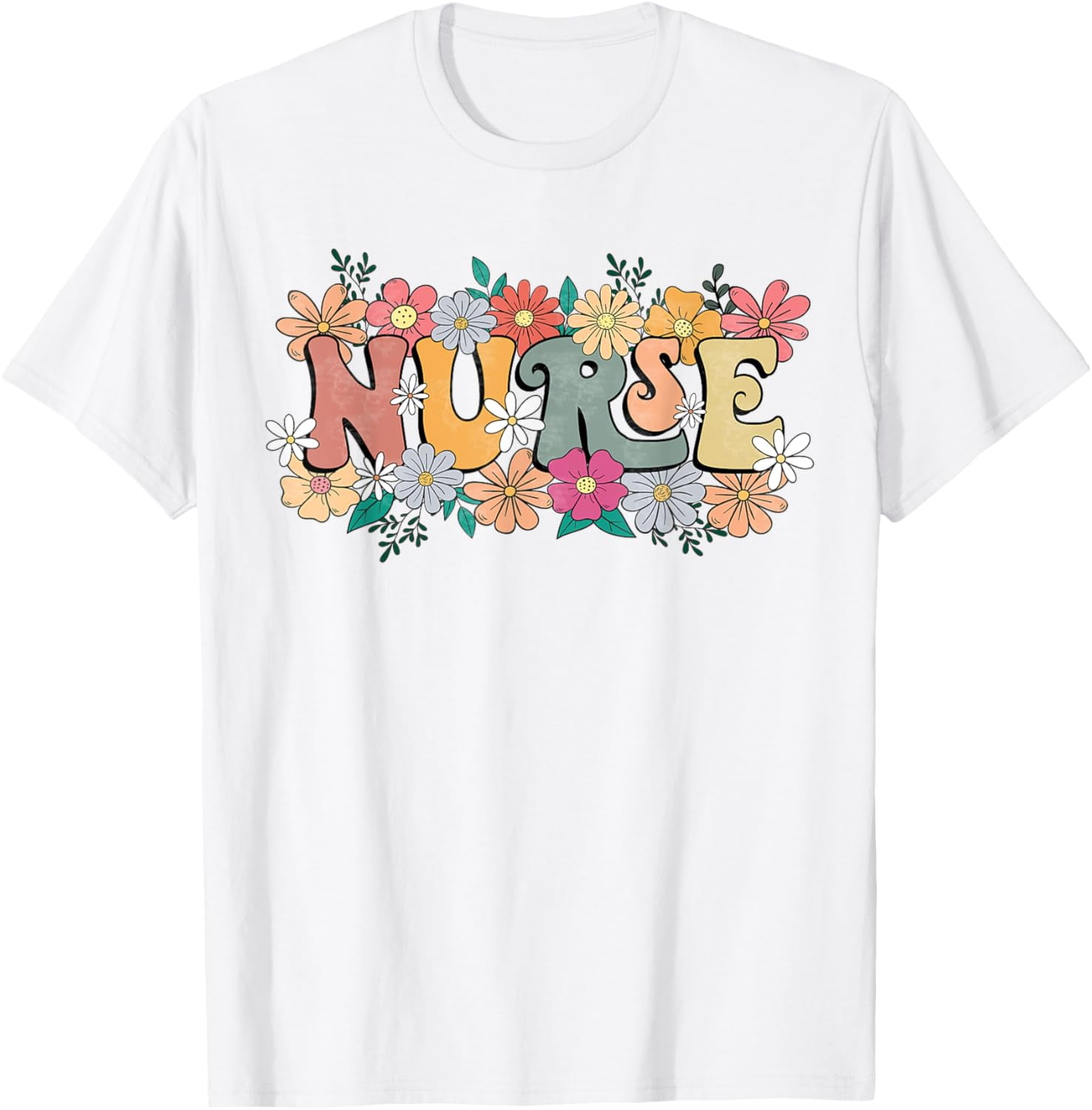 Simple Fit Retro Groovy Nurse Flower Nursing Happy Nurse Week 2025 T ...