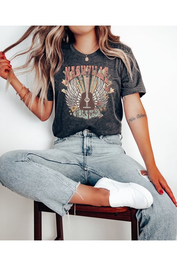 Retro Nashville Girls Club T-Shirt: Western Country Music Tee All Size S-5Xl