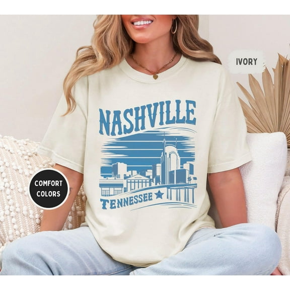 Simple Fit Retro Nashville T-Shirt, Vintage Music City Tee, Unisex Garment-Dyed Shirt, Nashville Gift, Music Lover Shirt All Size S-5Xl