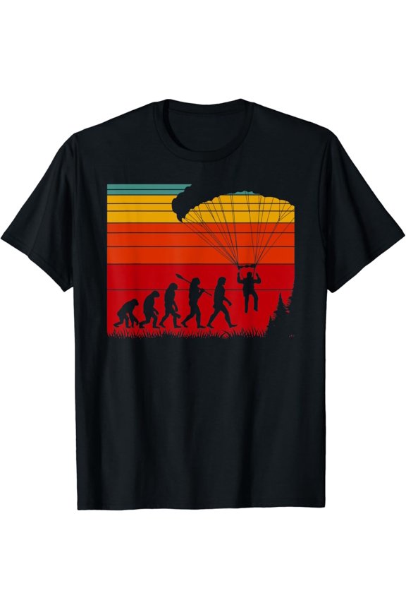 Retro Parachuting Evolution Skydiver T-Shirt All Size S-5XL