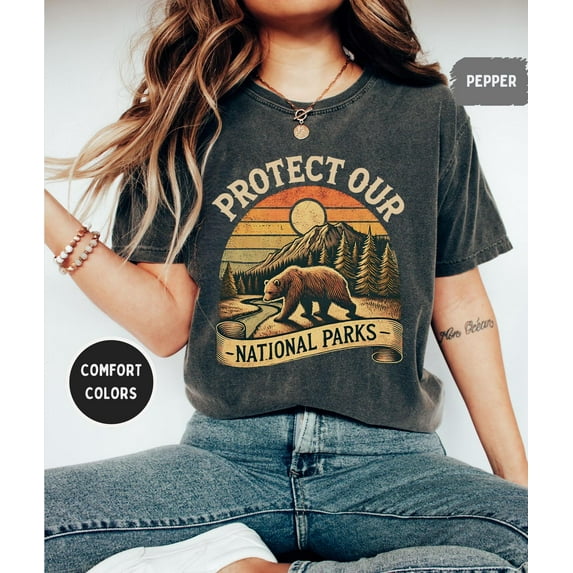 Simple Fit Retro Protect Our National Parks T-Shirt, Vintage National Parks Shirt, Nature Lover Gift, Eco-Friendly Tee, Outdoor Adventure Clothing, All Size S-5Xl