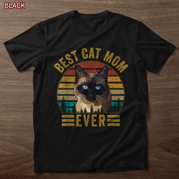 Simple Fit Retro Vintage Best Cat Mom Ever Mothers Day Siamese Cat T-Shirt, Gift For Women All Size S-5Xl