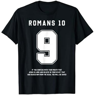 Simple Fit Romans 10:9 Bible Verse Team Sports Jersey Christian T-Shirt