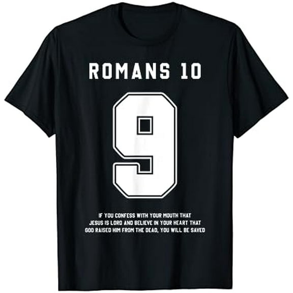 Simple Fit Romans 10:9 Bible Verse Team Sports Jersey Christian T-Shirt