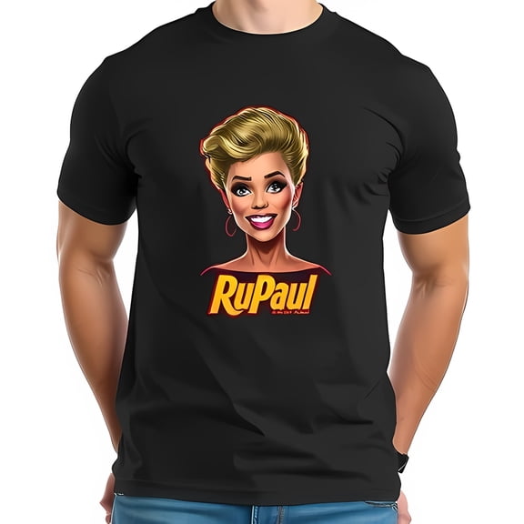 Simple Fit Rupaul Caricature T-Shirt -Stylish Black Tee With Bold Portrait Name -All Cotton All Size S-5Xl