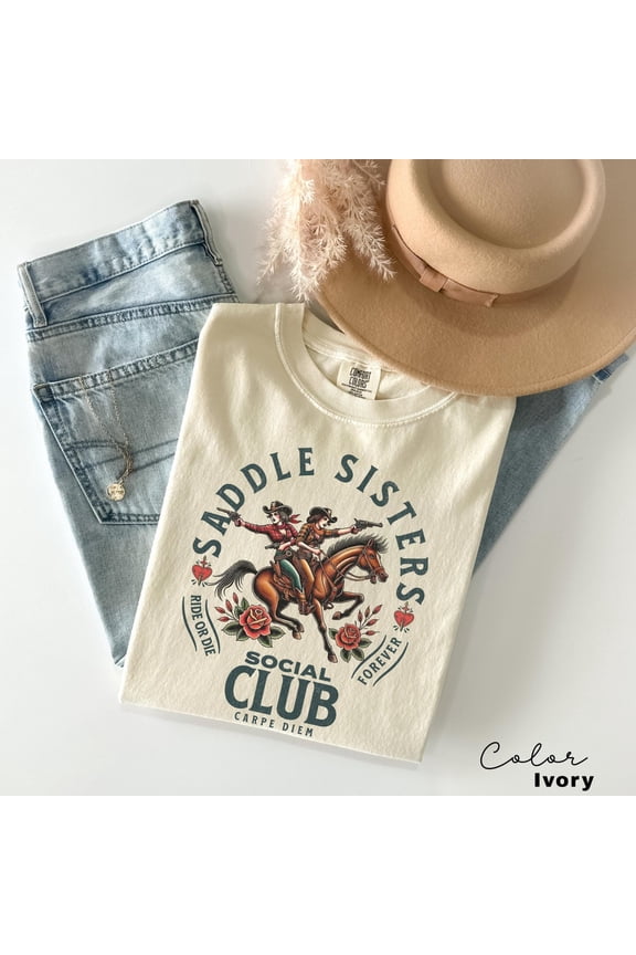 Saddle Sisters Cowgirl Shirt, Rodeo T-Shirt, Country Concert T-Shirt, Western Graphic Tee For Women, Western Crewneck All Size S-5Xl